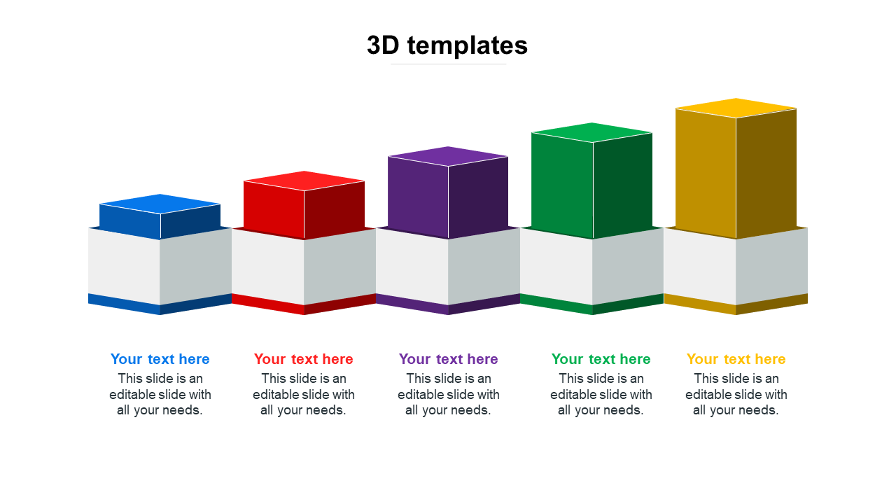 3D Templates Slide Design With Five Node